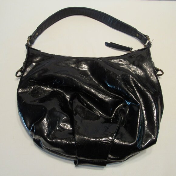 Simply Vera Vera Wang Black Single Handle Hobo/Handbag Purse Pleated Front - Picture 2 of 7